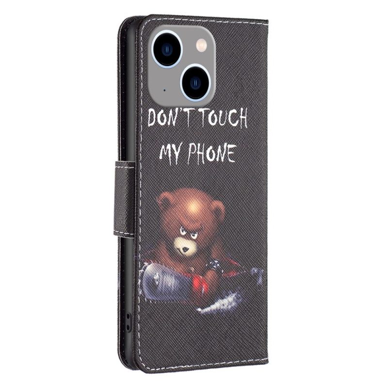 Custodia in pelle iPhone 15 Plus Orso Pericoloso