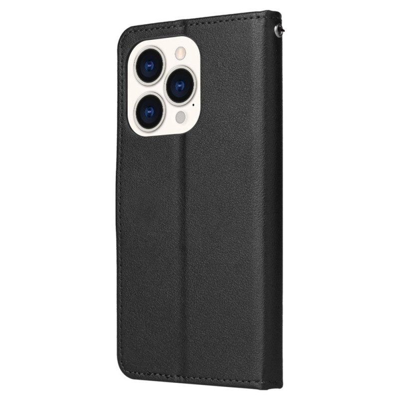 Custodia in pelle iPhone 15 Plus Stile Classico In Pelle Con Cinturino