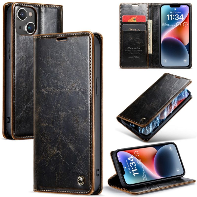 Folio Cover iPhone 15 Plus Custodia in pelle Caseme Similpelle Cerata