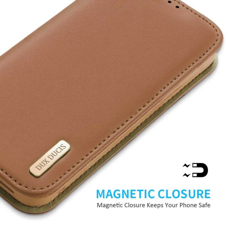 Folio Cover iPhone 15 Plus Custodia in pelle Serie Hivo Dux Ducis