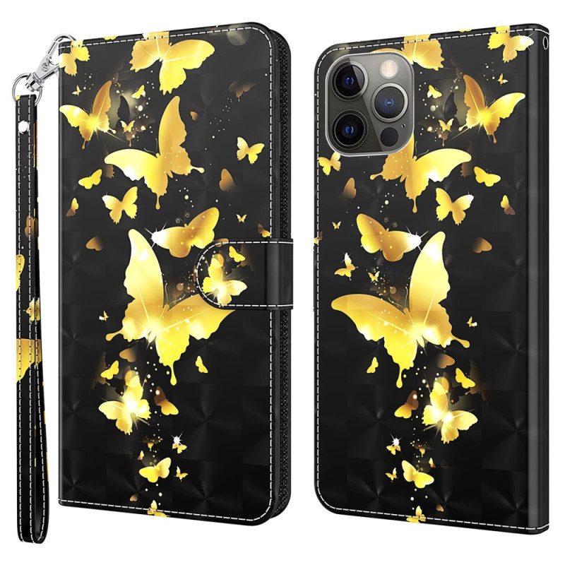 Folio Cover iPhone 15 Plus Farfalle 3d Con Cordino