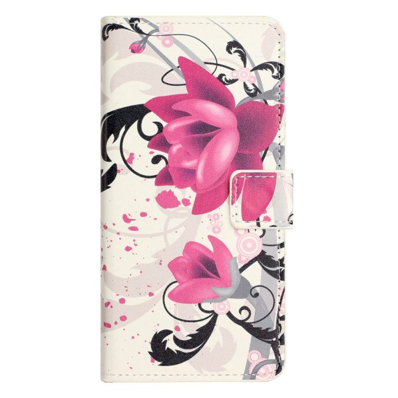 Folio Cover iPhone 15 Plus Fiori Tropicali