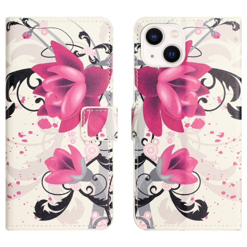 Folio Cover iPhone 15 Plus Fiori Tropicali