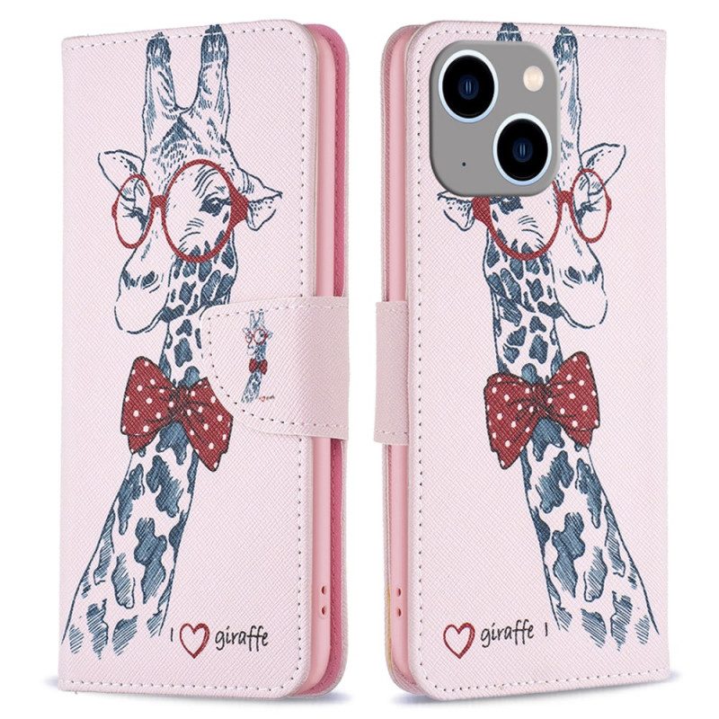 Folio Cover iPhone 15 Plus Giraffa Intello