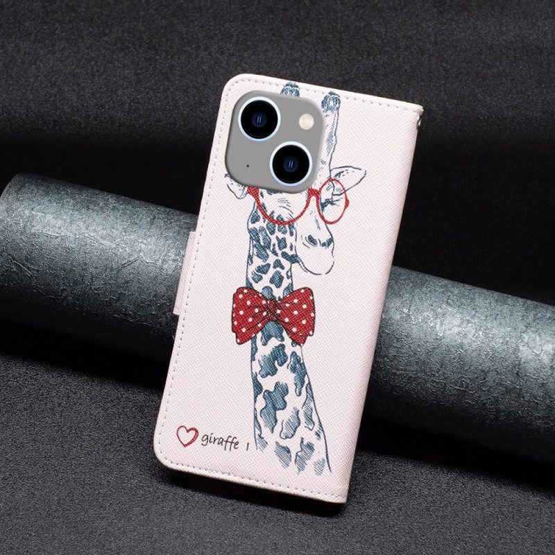 Folio Cover iPhone 15 Plus Giraffa Intello