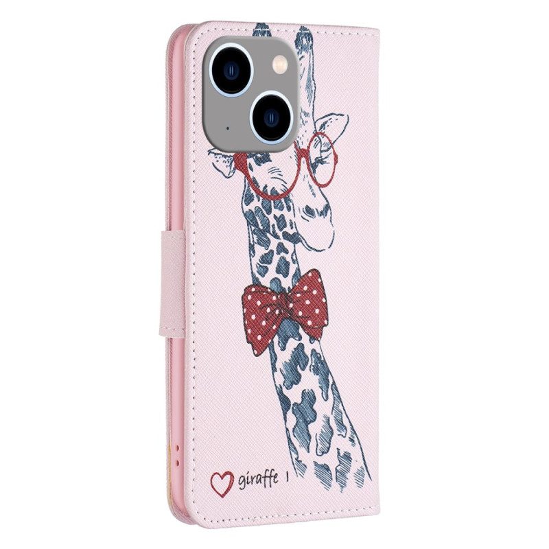 Folio Cover iPhone 15 Plus Giraffa Intello