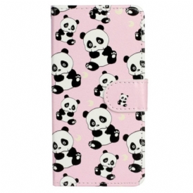 Folio Cover iPhone 15 Plus Piccoli Panda Con Cinturino