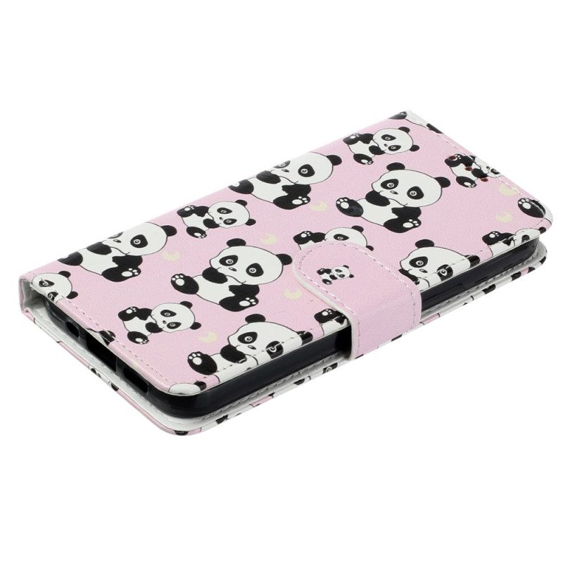 Folio Cover iPhone 15 Plus Piccoli Panda Con Cinturino