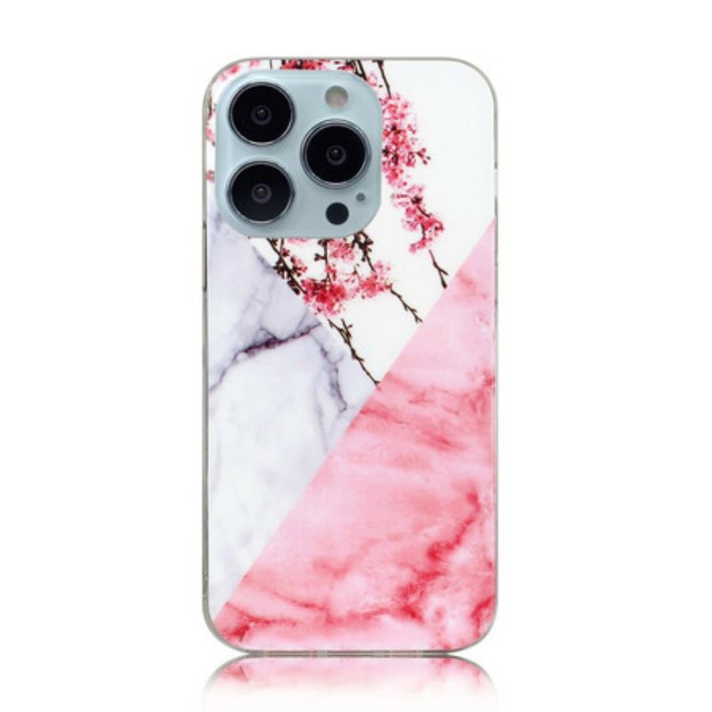 Cover iPhone 13 Pro Max Fiore Di Susino Marmorizzato