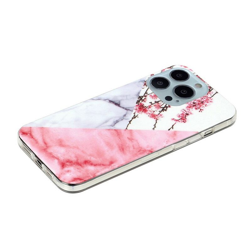 Cover iPhone 13 Pro Max Fiore Di Susino Marmorizzato