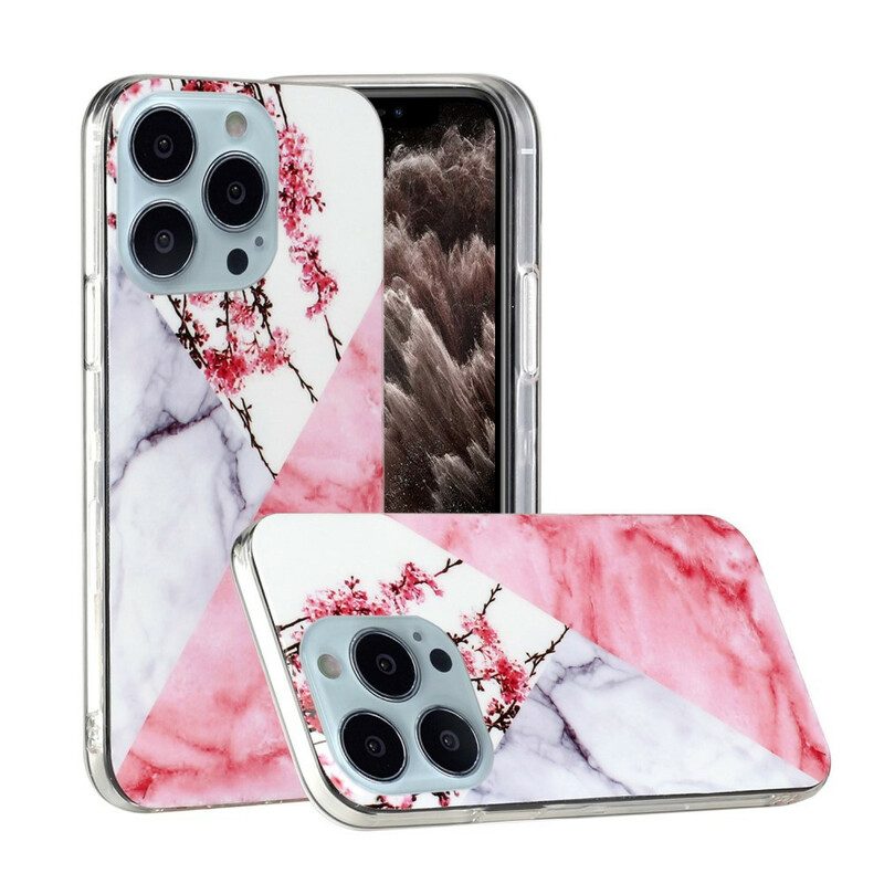 Cover iPhone 13 Pro Max Fiore Di Susino Marmorizzato