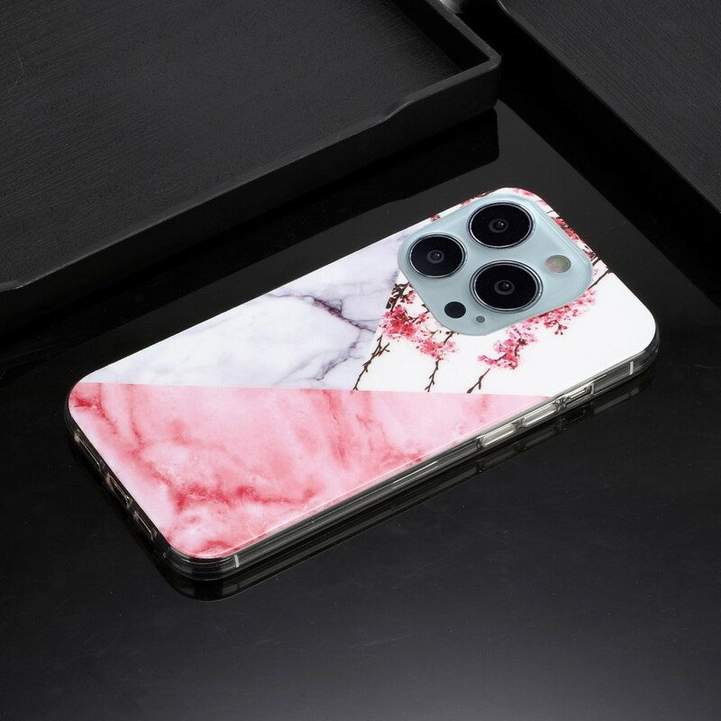 Cover iPhone 13 Pro Max Fiore Di Susino Marmorizzato