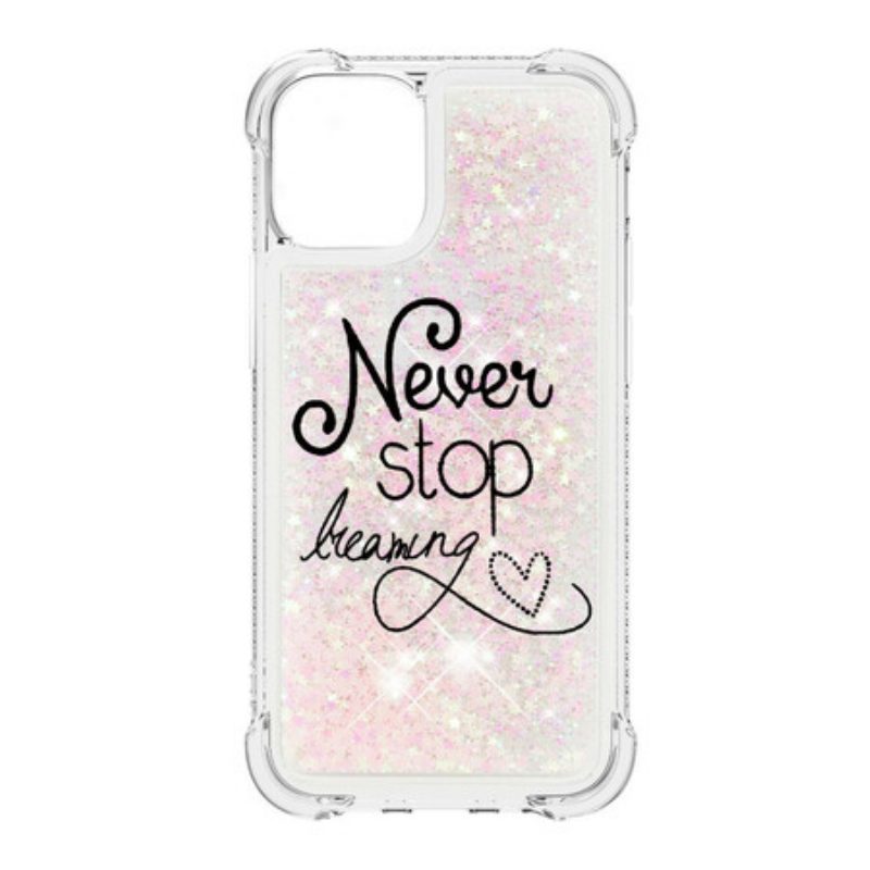 Cover iPhone 13 Pro Max Non Smettere Mai Di Sognare Glitter