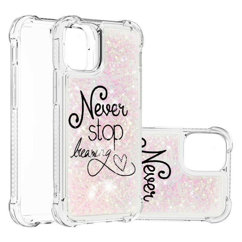 Cover iPhone 13 Pro Max Non Smettere Mai Di Sognare Glitter