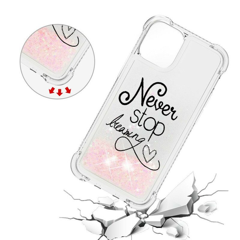 Cover iPhone 13 Pro Max Non Smettere Mai Di Sognare Glitter