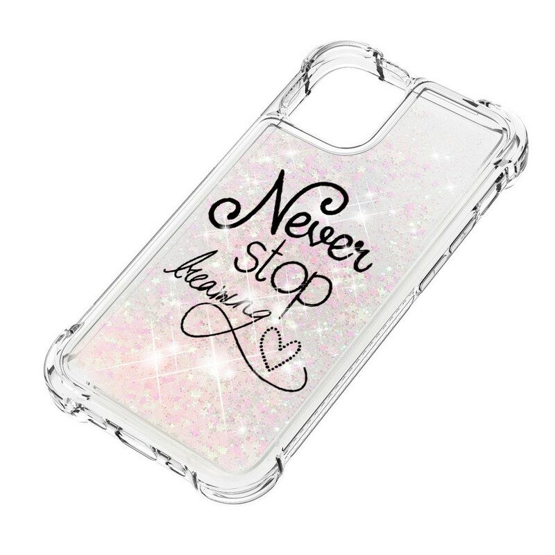 Cover iPhone 13 Pro Max Non Smettere Mai Di Sognare Glitter