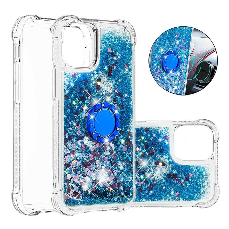 Cover iPhone 13 Pro Max Paillettes Con Supporto Ad Anello