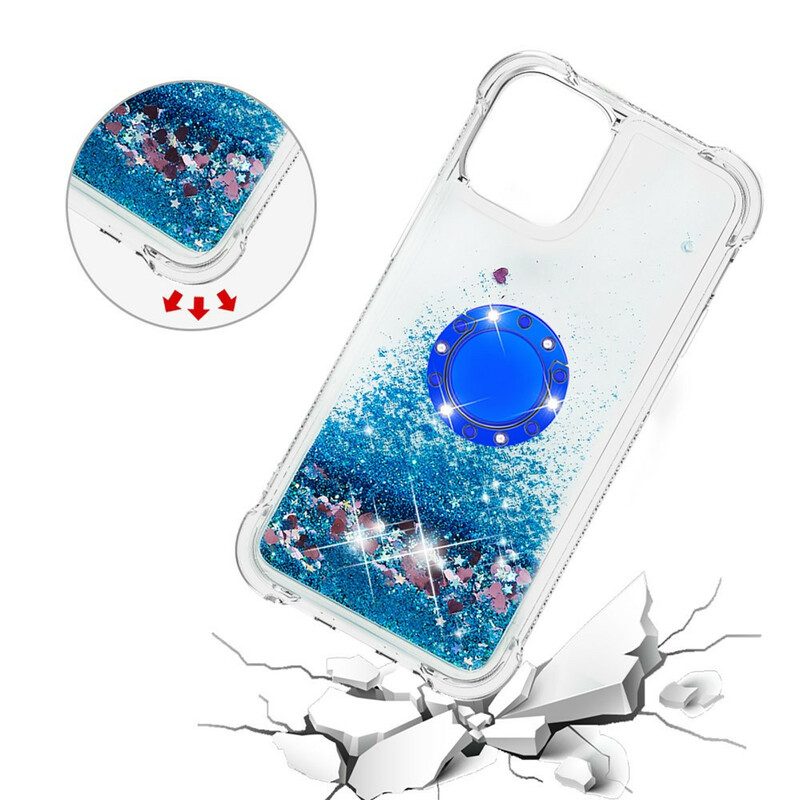 Cover iPhone 13 Pro Max Paillettes Con Supporto Ad Anello