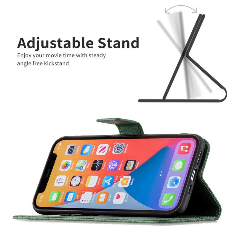 Custodia A Portafoglio iPhone 13 Pro Max Farfalla Barocco Strappy