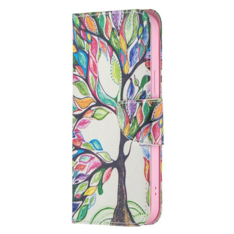 Custodia in pelle iPhone 13 Pro Max Albero Colorato