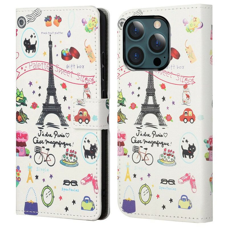 Custodia in pelle iPhone 13 Pro Max Amo Parigi