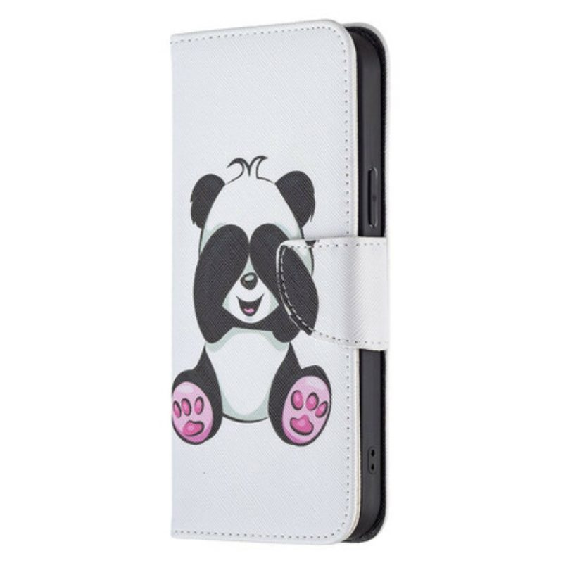 Custodia in pelle iPhone 13 Pro Max Divertimento Panda