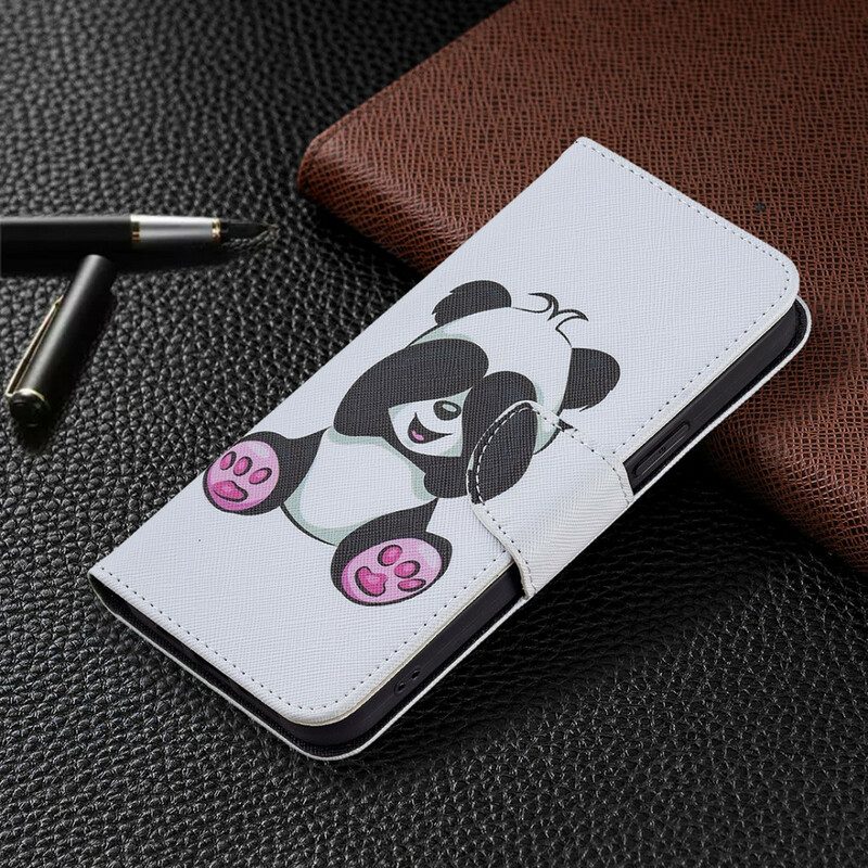 Custodia in pelle iPhone 13 Pro Max Divertimento Panda