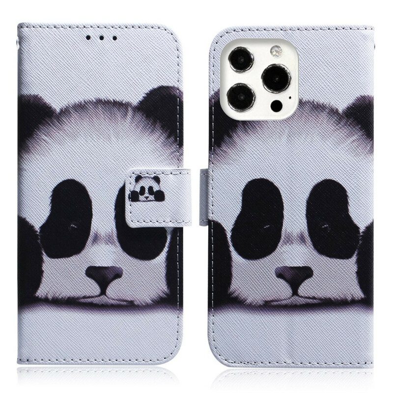 Custodia in pelle iPhone 13 Pro Max Faccia Da Panda