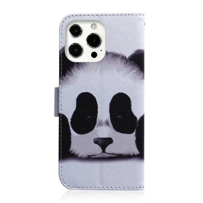 Custodia in pelle iPhone 13 Pro Max Faccia Da Panda