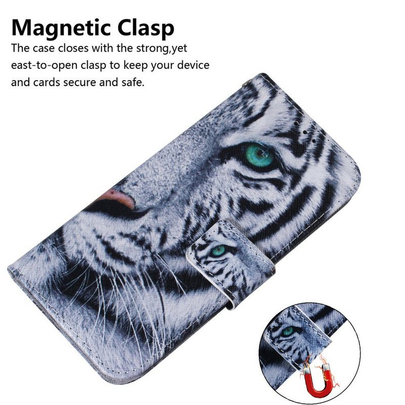 Custodia in pelle iPhone 13 Pro Max Faccia Da Tigre