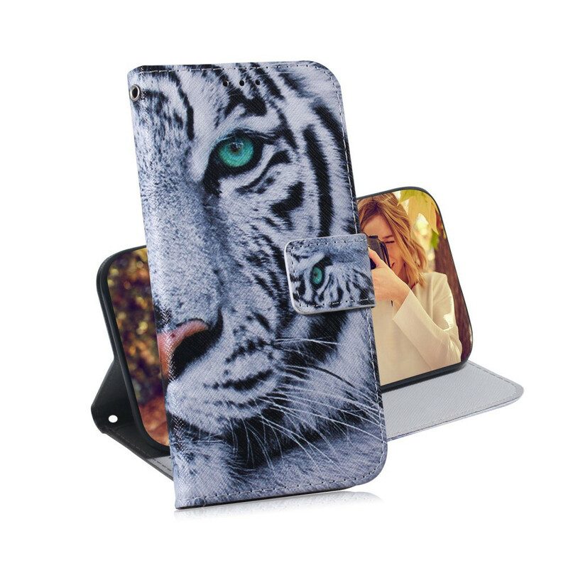 Custodia in pelle iPhone 13 Pro Max Faccia Da Tigre