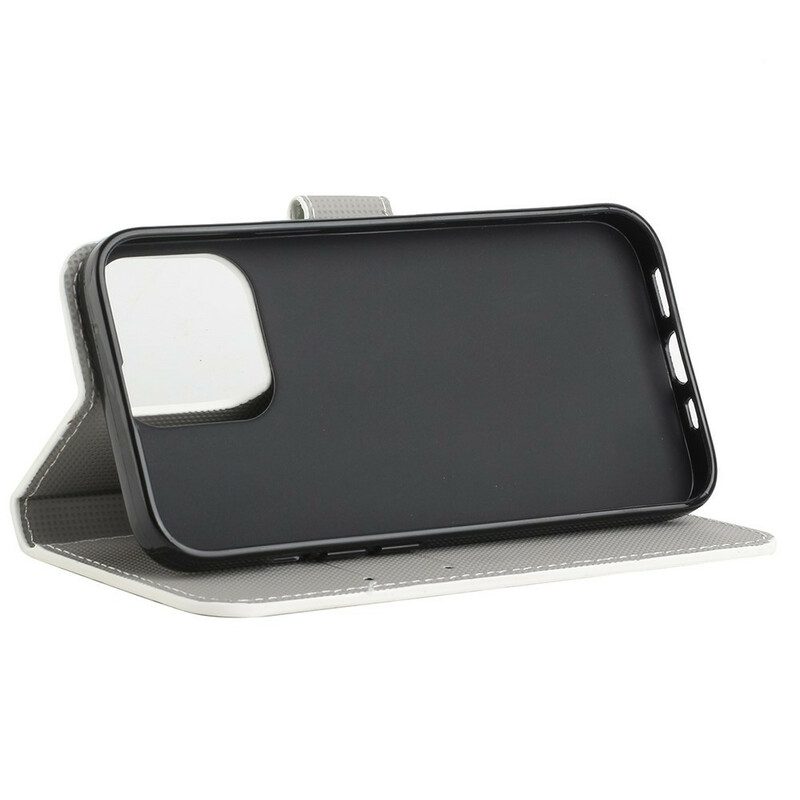 Custodia in pelle iPhone 13 Pro Max Farfalle Pazze