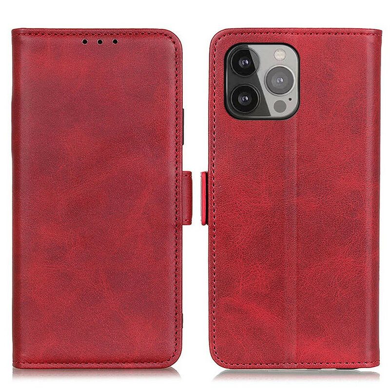 Custodia in pelle iPhone 13 Pro Max Folio Cover Doppio Lembo