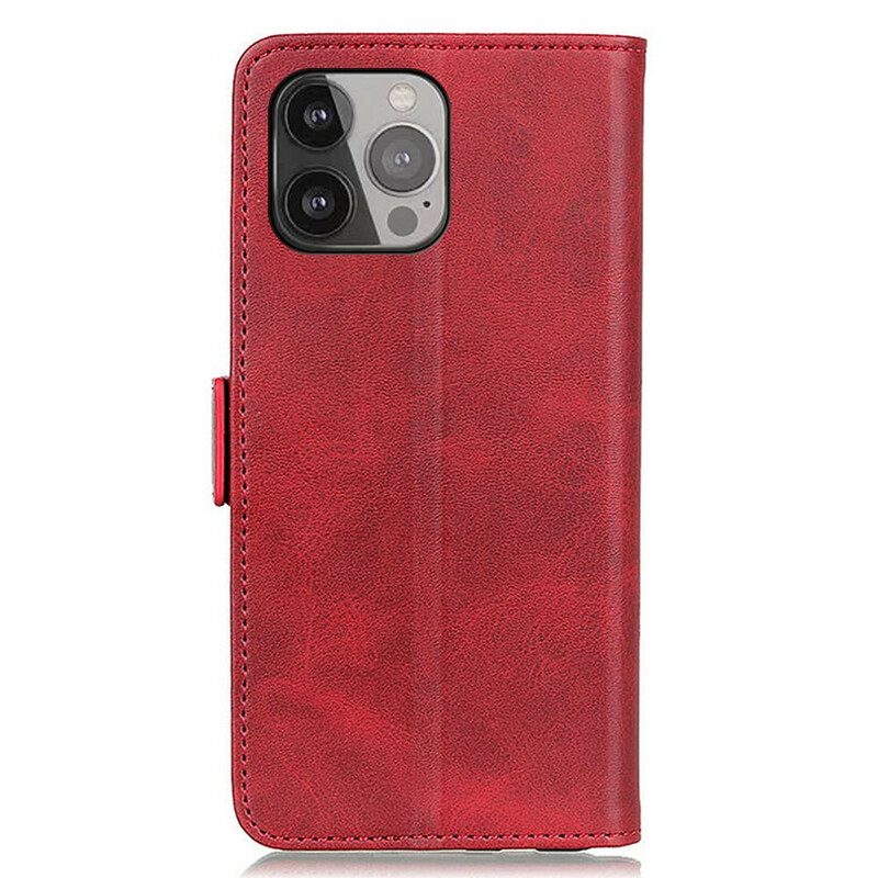 Custodia in pelle iPhone 13 Pro Max Folio Cover Doppio Lembo