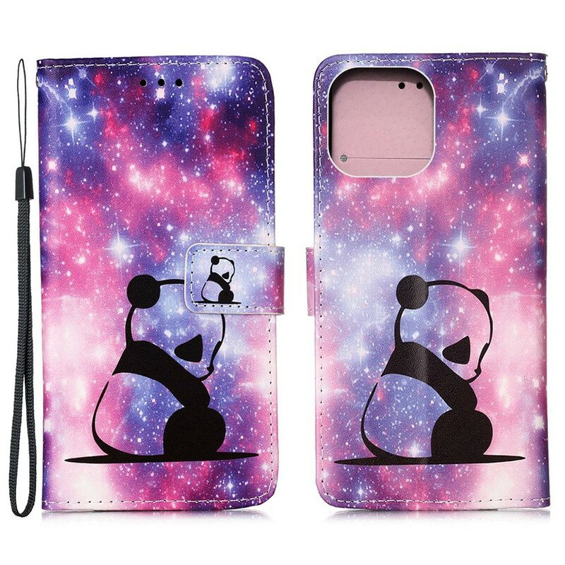 Custodia in pelle iPhone 13 Pro Max Galassia Panda