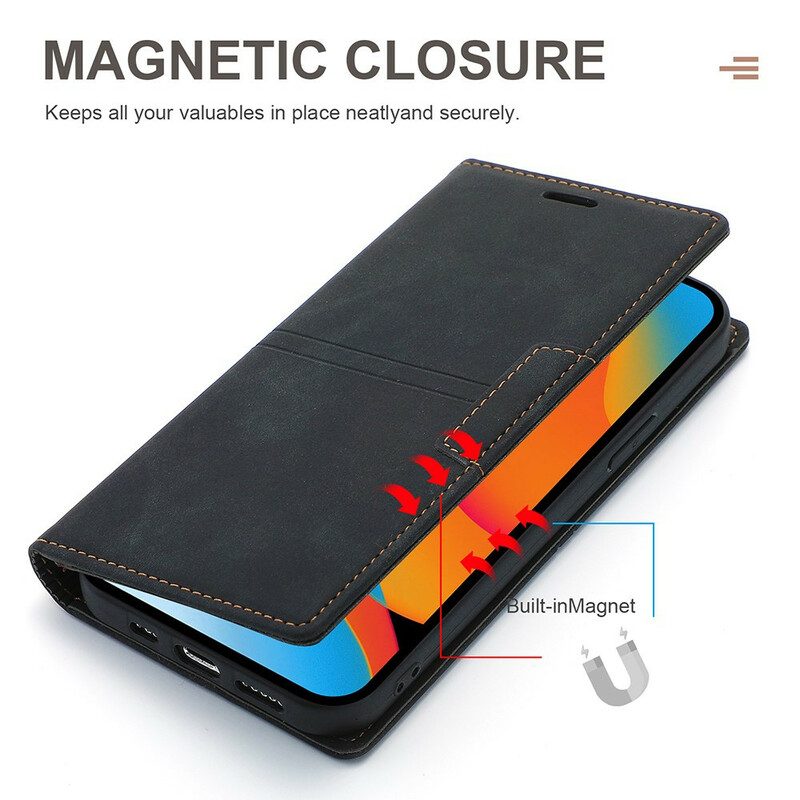 Folio Cover iPhone 13 Pro Max Custodia in pelle Chiusura Magnetica Con Cuciture In Pelle Stile