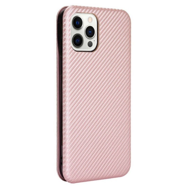 Folio Cover iPhone 13 Pro Max Custodia in pelle Fibra Di Carbonio