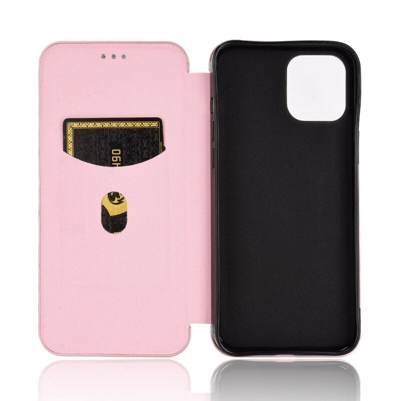 Folio Cover iPhone 13 Pro Max Custodia in pelle Fibra Di Carbonio