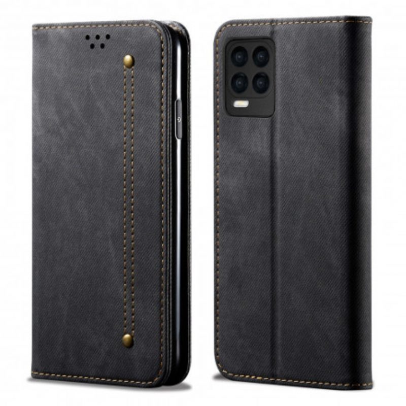 Folio Cover Realme 8 / 8 Pro Custodia in pelle Tessuto Denim