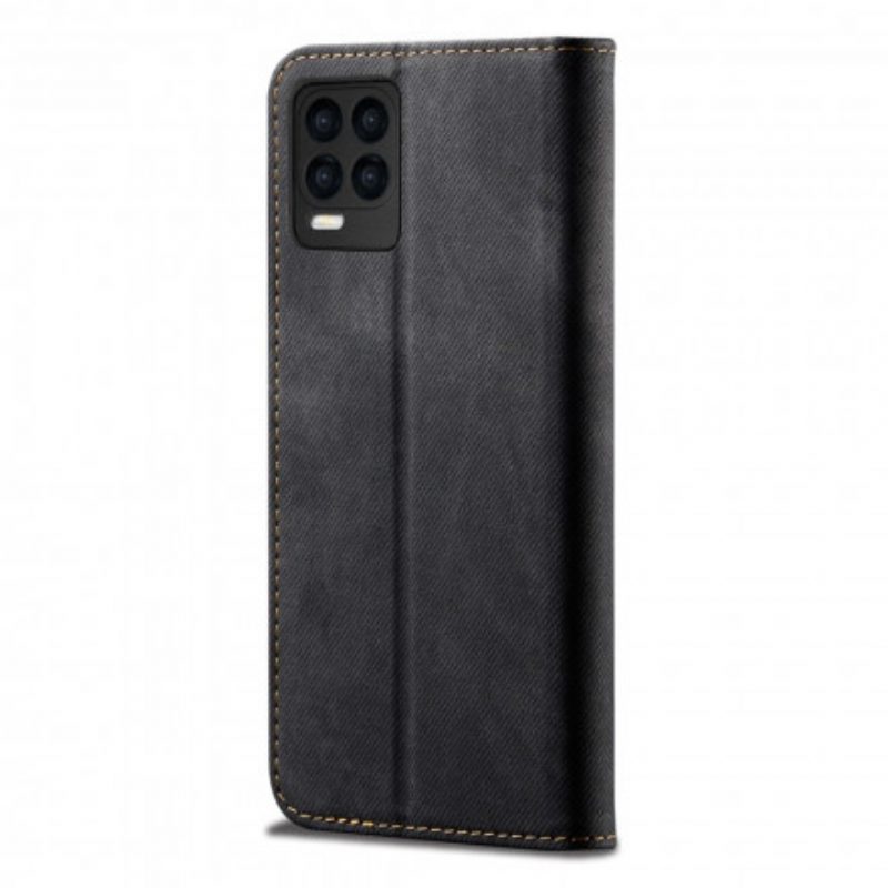 Folio Cover Realme 8 / 8 Pro Custodia in pelle Tessuto Denim