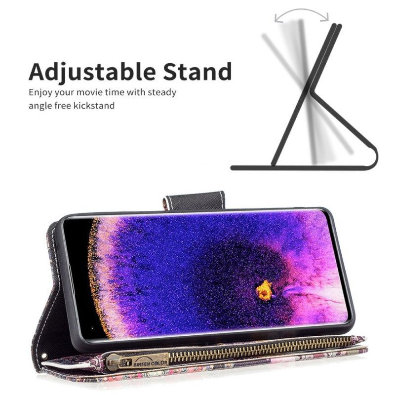 Custodia A Portafoglio Oppo Find X5 Lite Tasca Con Zip A Forma Di Elefante