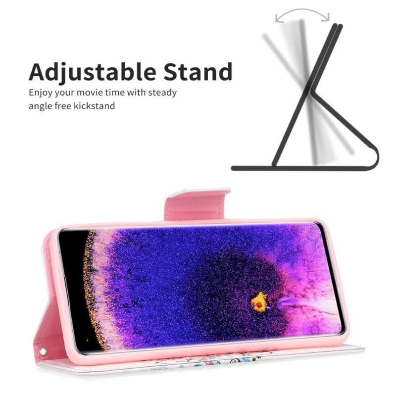 Custodia in pelle Oppo Find X5 Lite Albero Fiorito