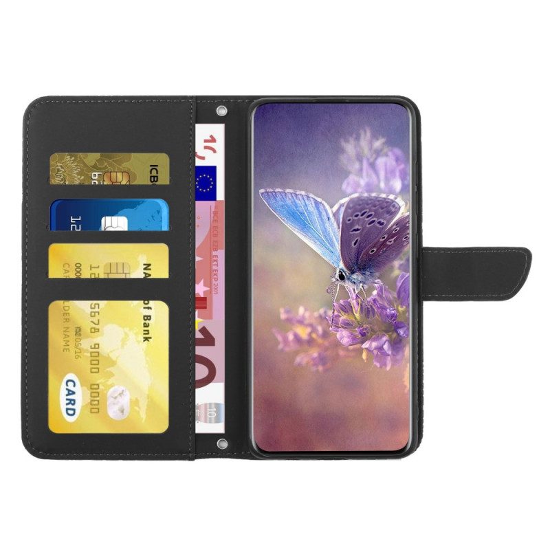 Custodia in pelle Oppo Find X5 Lite Cinturino Stampa Farfalle