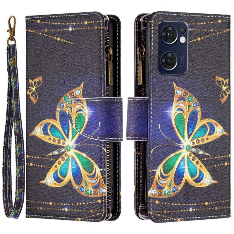 Custodia in pelle Oppo Find X5 Lite Custodia Con Cerniera Royal Butterfly