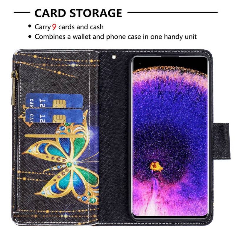 Custodia in pelle Oppo Find X5 Lite Custodia Con Cerniera Royal Butterfly