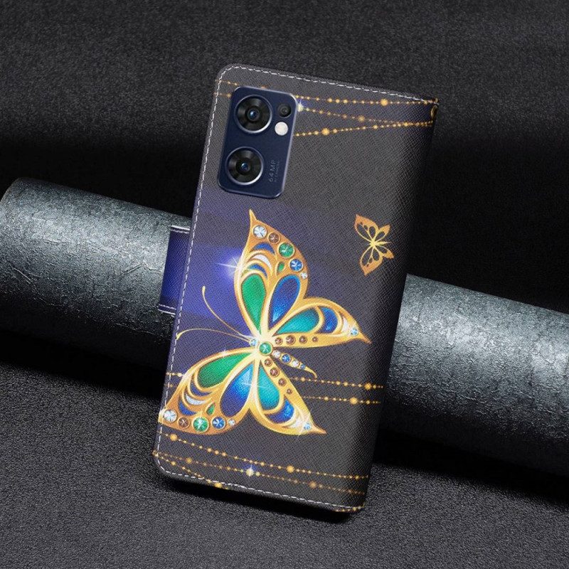 Custodia in pelle Oppo Find X5 Lite Custodia Con Cerniera Royal Butterfly