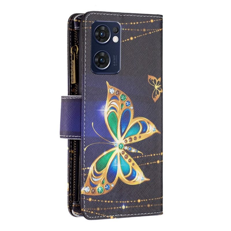 Custodia in pelle Oppo Find X5 Lite Custodia Con Cerniera Royal Butterfly