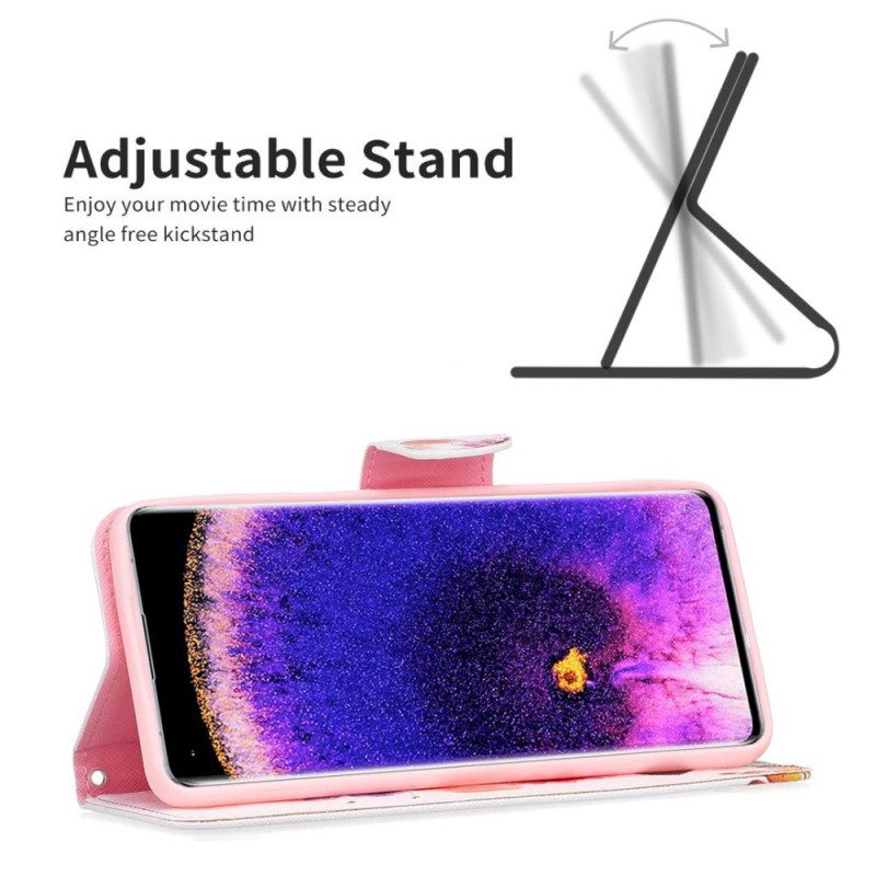 Custodia in pelle Oppo Find X5 Lite Farfalle Dipinte