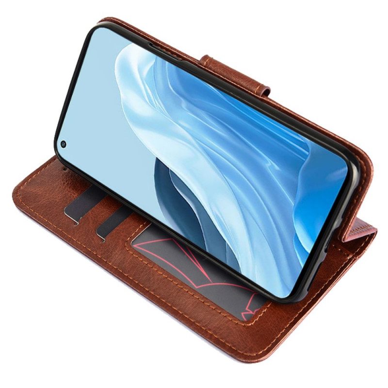 Custodia in pelle Oppo Find X5 Lite Folio Cover Patta Magnetica Colorata