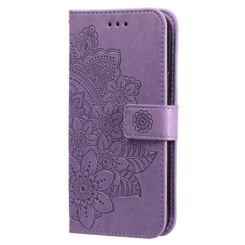 Custodia in pelle Oppo Find X5 Lite Mandala Con Cordino